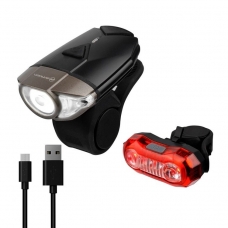 Комплект фонарей Briviga USB bike light set EBL-039+EBL-2265A, перед 380 лм + задний 40 лм.