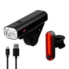 Комплект фонарей Briviga USB bike light set EBL-3304+EBL-3303, перед 400 лм + задний 30 лм.